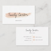 桃モダン水彩白化粧アーティストMUA 名刺 (正面/裏面)