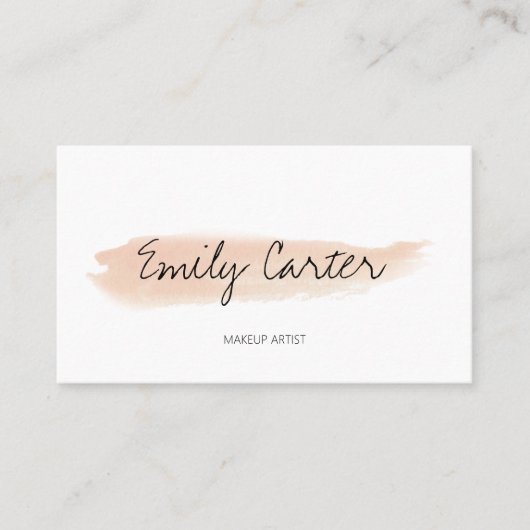桃モダン水彩白化粧アーティストMUA 名刺 (正面)