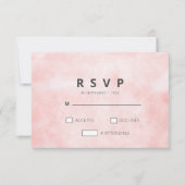 桃モダン水色クリーンミニマリスト結婚ズ 出欠カード (正面)