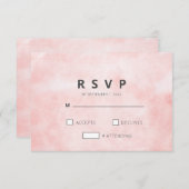 桃モダン水色クリーンミニマリスト結婚ズ 出欠カード (正面/裏面)