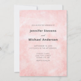 桃モダン水色クリーンミニマリスト結婚ズ 招待状