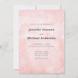 桃モダン水色クリーンミニマリスト結婚ズ 招待状