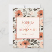 桃モダン結婚フローラ サンキューカード (正面)
