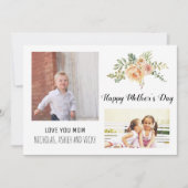 桃モダン花母の日のフローラ写真 カード (正面)