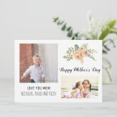 桃モダン花母の日のフローラ写真 カード (スタンド正面)