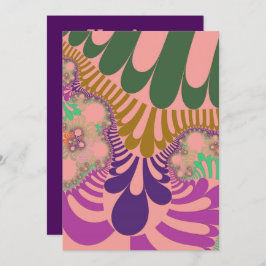 桃モダン虹 招待状