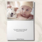 桃レトロアールデコカスタムフォトベビーシャワー サンキューカード