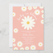 桃レトログルーヴィデイジーベビーイン開花シャワー 招待状 (正面)