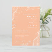 桃レトロ旅行QRコードフォト結婚ズ 招待状 (スタンド正面)