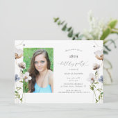 桃ワイルドフラワー書道誕生日パーティー 招待状 (スタンド正面)