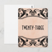 桃ヴィンテージ渦巻き表の番号葉書 ポストカード (正面/裏面)