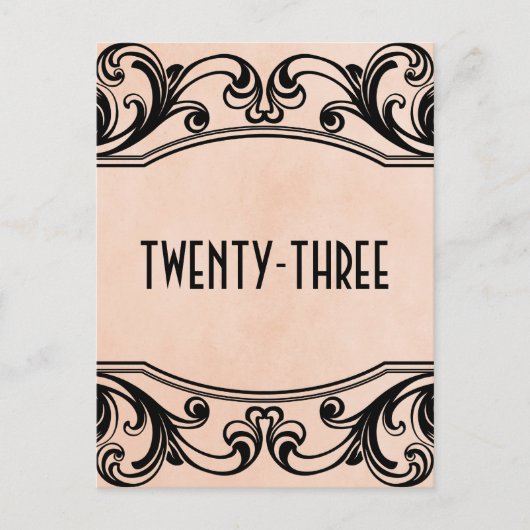 桃ヴィンテージ渦巻き表の番号葉書 ポストカード (正面)