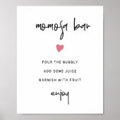 桃佐バーサイン、ミニマルな女の子の赤ちゃんシャワー ポスター (正面)