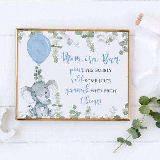 桃佐バーゾウ風船赤ちゃんシャワーサイン ポスター