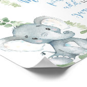 桃佐バーゾウ風船赤ちゃんシャワーサイン ポスター (角)