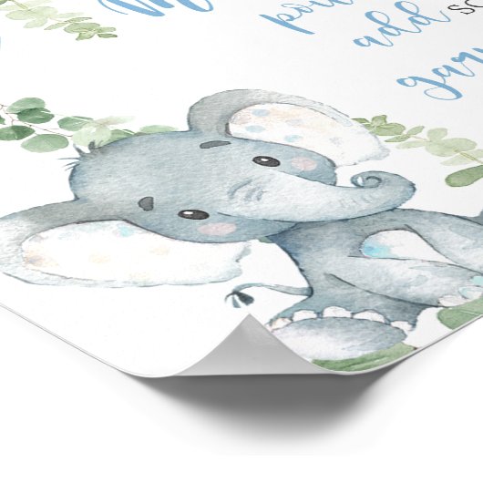 桃佐バーゾウ風船赤ちゃんシャワーサイン ポスター (角)