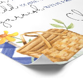 桃佐バーブルーホワイトギンガムピクニックベビーシャワー ポスター (角)