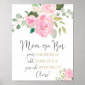 桃佐バーベビーシャワー赤面ピンク金ゴールド ポスター (正面)