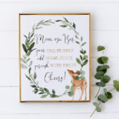 桃佐バーミモサ樹林鹿ベビーシャワーサイン ポスター