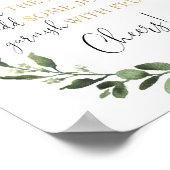 桃佐バーミモサ緑金ゴールド赤ちゃんシャワーのサイン ポスター (角)