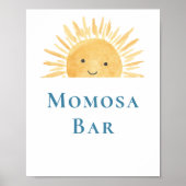 桃佐バー太陽をテーマにした赤ちゃんシャワーのサイン ポスター (正面)