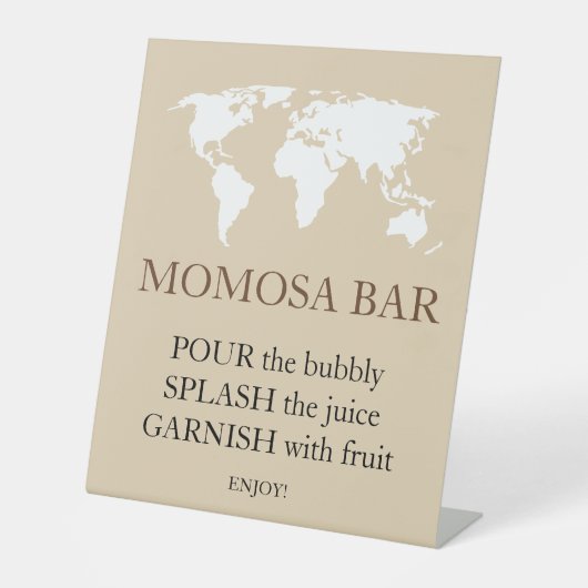 桃佐バー旅行パスポートジャーニー地図ベビーシャワー 台座サイン (正面)