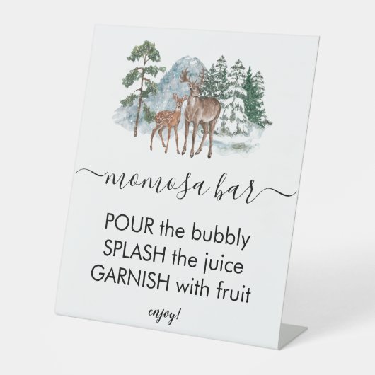 桃佐バー森林動物冬の赤ちゃんシャワー 台座サイン (正面)