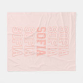 桃名門私立校風のの多様性モノグラム名 フリースブランケット (正面(横))