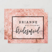 桃大理石の水彩私の花嫁になる 招待状 (正面/裏面)