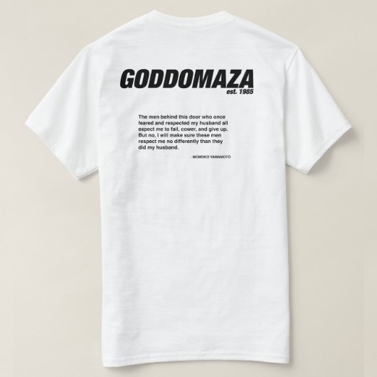 桃子クラシック引用文付きゴドマザ頭 Tシャツ (デザイン裏面)