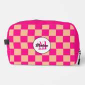 桃市松模様にホットピンク幾何学模様レトロモノグラム ドップキット (正面)