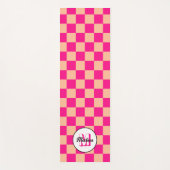 桃市松模様にホットピンク幾何学模様レトロモノグラム ヨガマット (正面)