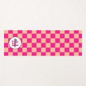 桃市松模様にホットピンク幾何学模様レトロモノグラム ヨガマット (正面(横))