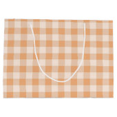 桃市松模様に白ギンガムパターン ラージペーパーバッグ (裏面)