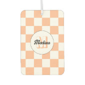 桃市松模様に白幾何学レトロモノグラム カーエアーフレッシュナー (正面)