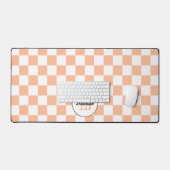 桃市松模様に白幾何学レトロモノグラム デスクマット (キーボード&マウス)