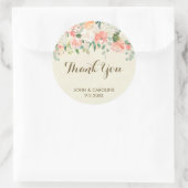 桃感謝していフローラ好きなステッカーエレガント ラウンドシール (バッグ)