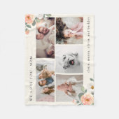 桃数々のの花を持つ母の写真立て フリースブランケット (正面)