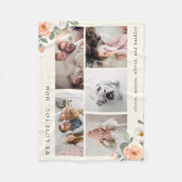 桃数々のの花を持つ母の写真立て フリースブランケット