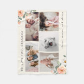 桃数々のの花を持つ祖母のためのフォトグリッド フリースブランケット (正面)