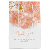 桃春の花結婚のアー感謝していトユー ミディアムペーパーバッグ (裏面)