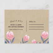 桃春水彩チューリップ日付を保存 案内ポストカード (裏面)