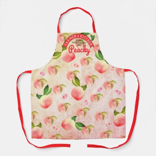 桃果花パーソナライズされた料理台所 エプロン (正面)