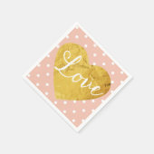 桃水玉模様フェイク金ゴールドラブハートかわいいガーリー スタンダードカクテルナプキン (角)