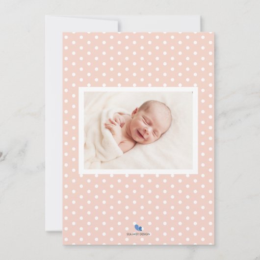 桃水玉模様ベビー誕生発表写真カード 案内状 (裏面)