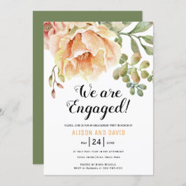 桃水色フローラ結婚婚約パーティ 招待状