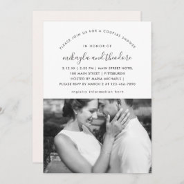 桃淡い色のカップルのシャワーフォト招待状 招待状