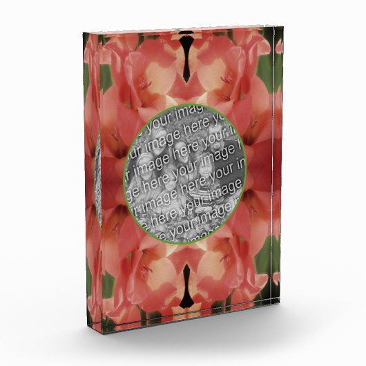 桃淡い色のグラジオラスの花を追加 フォトブロック (左)