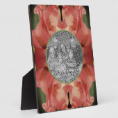 桃淡い色のグラジオラス花あなたの写真を追加 フォトプラーク (側面)