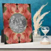 桃淡い色のグラジオラス花あなたの写真を追加 フォトプラーク (側面)